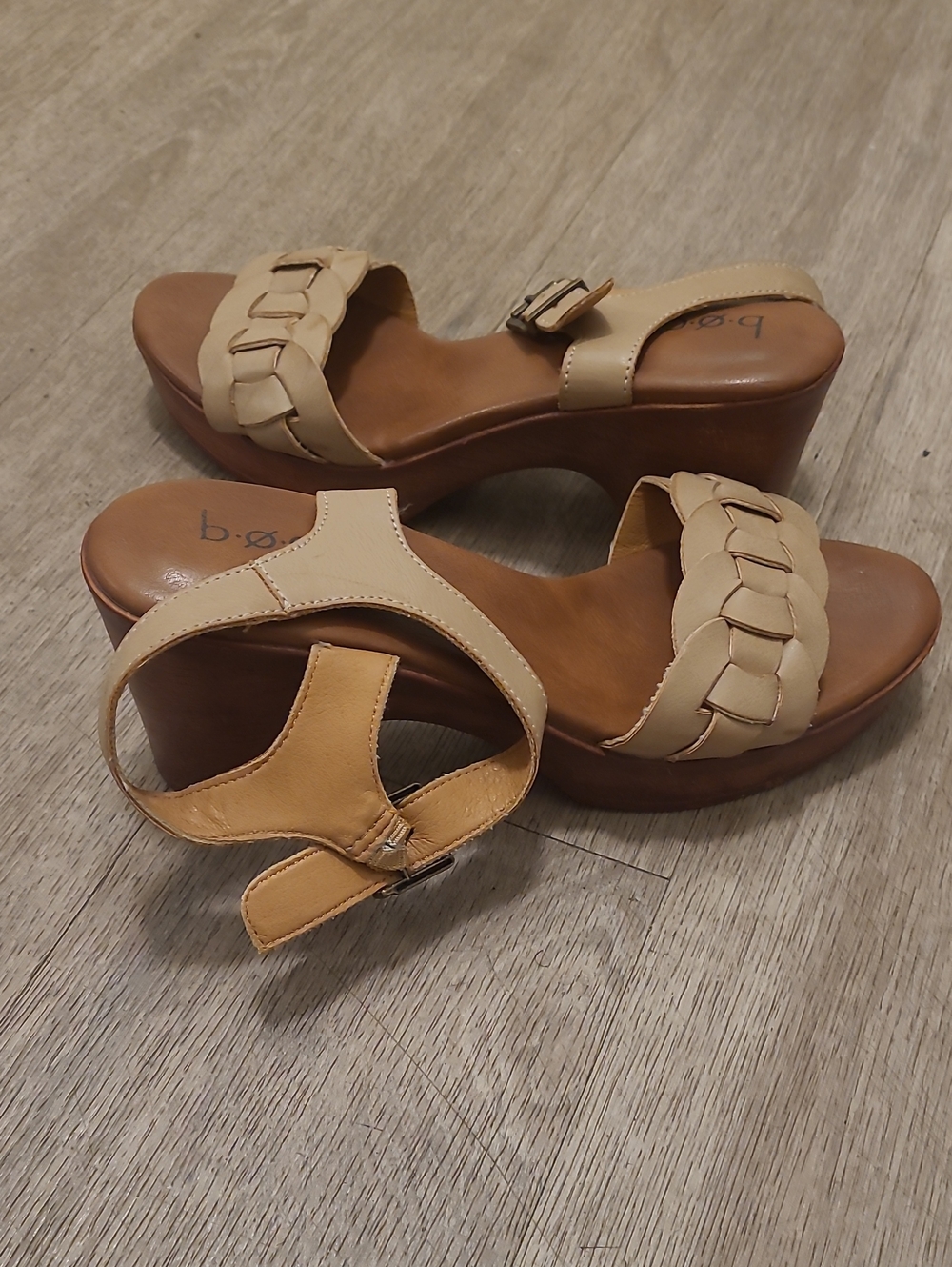 Beige Braided Strap Women's Sandals - Picture 1 of 7